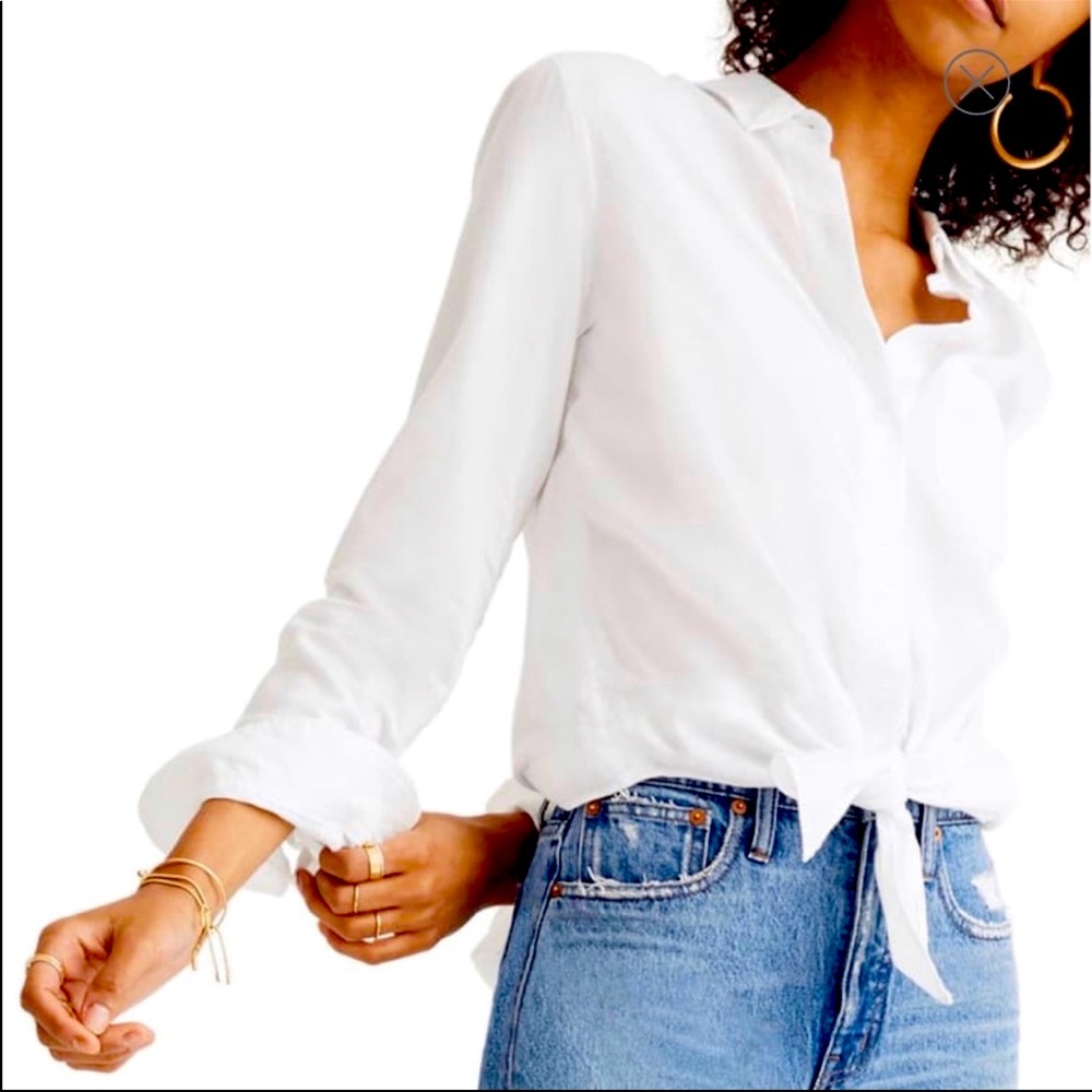 Madewell classic front tie shirt